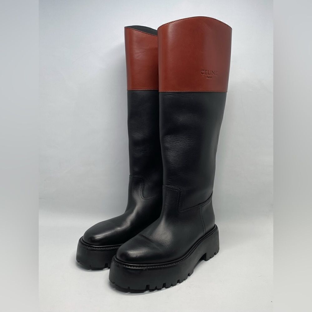 Celine Bulky High boots In Calfskin Black/Brown size 39 - Picture 2 of 13